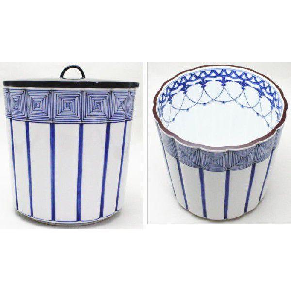 茶道具 水指 水差し 染付 桶側 桶川 輪華口 西村徳泉作 紫翠窯 茶道