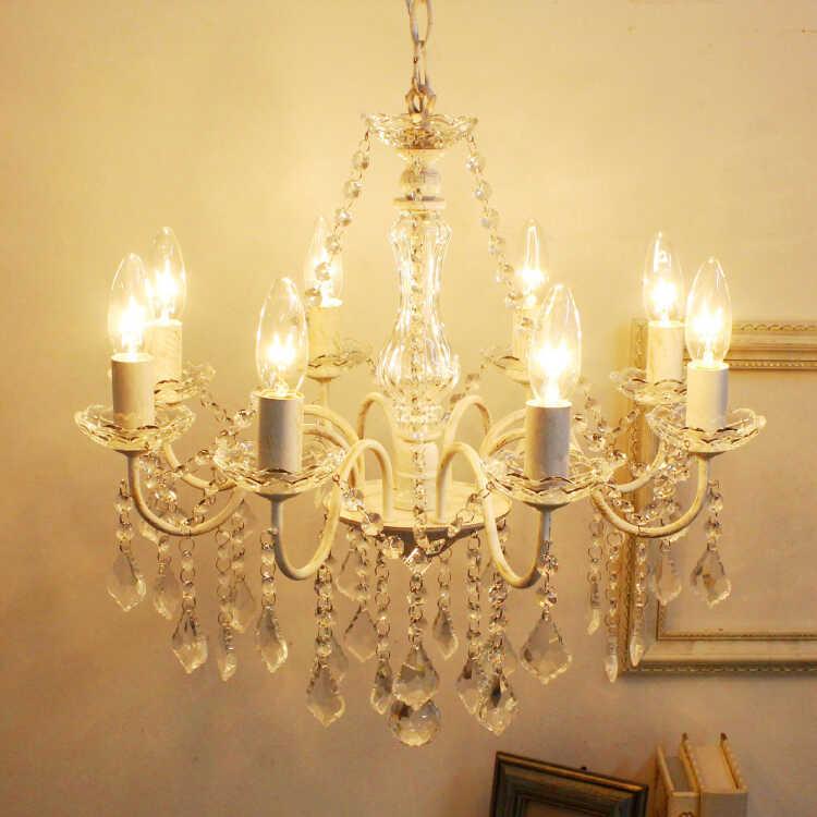 シャンデリア 8灯 ホワイト アンティーク 可愛い 8畳 10畳 明るい