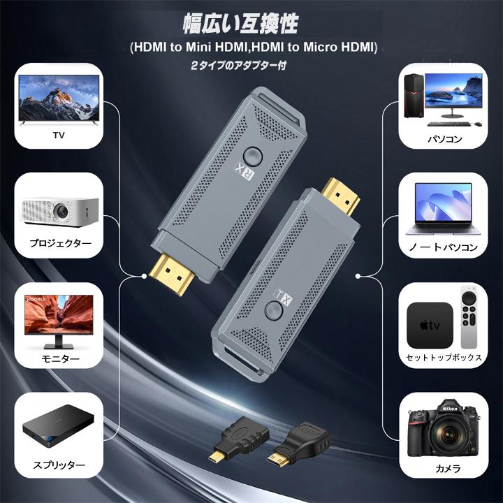 ワイヤレス HDMI 送受信機セット無線 hdmi ミラーリング 1080P 2.4G