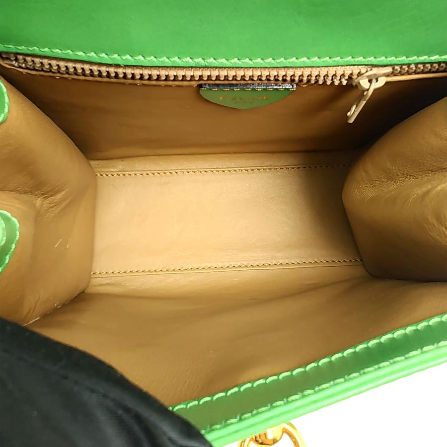 CELINE（セリーヌ） 中古品 ハンドバッグ グリーン レザー ミニ