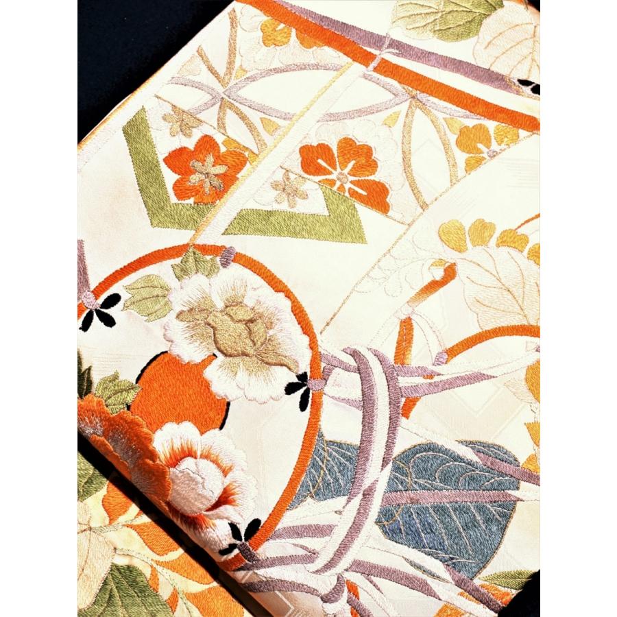 アンティーク帯 袋帯 紗 萩 東屋 紋紗 紗綾型 夏帯 夏着物 美品 レトロ