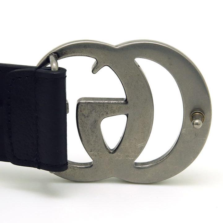 ダブルG グッチ ベルト メンスベルト GGマーモント Gバックル ブラック