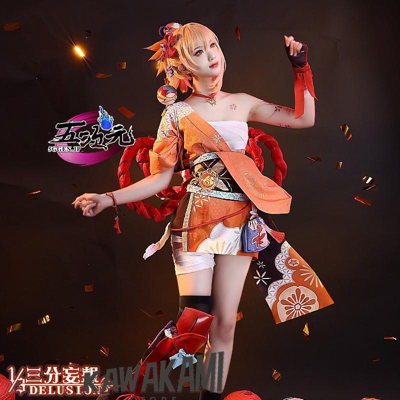 三分妄想 原神 コスプレ 宵宮 ヨイミヤ 衣装 ※ウィッグ 追加可 : ISRA