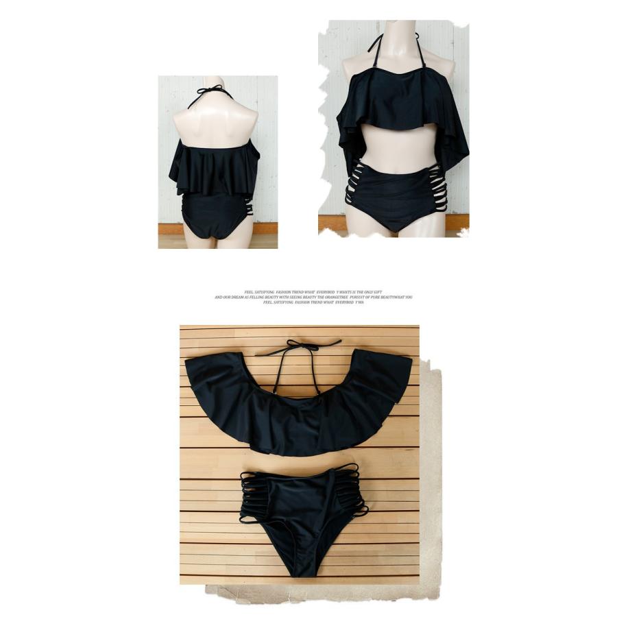 オフショルダー 水着 ビキニ レディース フリル ハイウエスト 体系