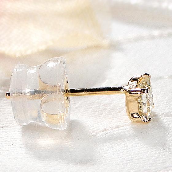 18金 プリンセスカット ピアス ダイヤモンド スクエア ライトイエロー