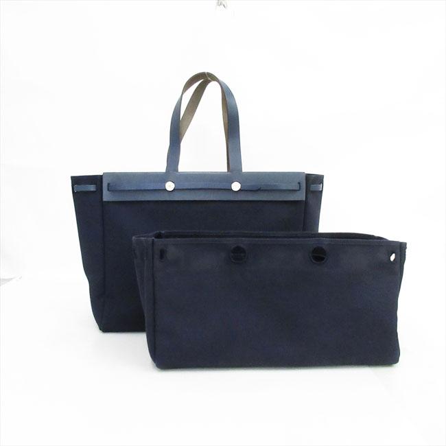 HERMES(エルメス) エールバッグ カバスMM 紺 ネイビー キャンバス