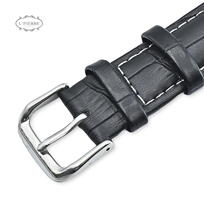 時計バンド 腕時計用 本革 時計ベルト クロコ型押し ステッチ 厚み