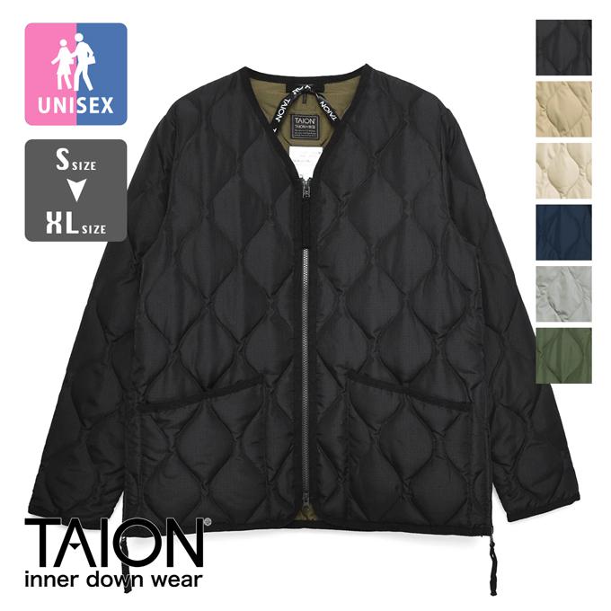 TAION（タイオン） UNISEX ミリタリー Vネック ジップ ダウン