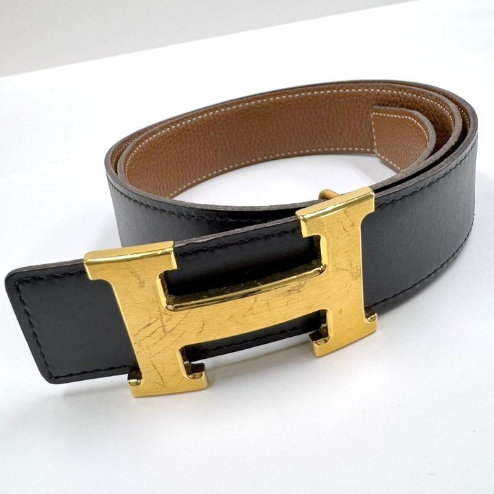 HERMES エルメス コンスタンス・リバーシブル Hベルト レザー×ゴールド