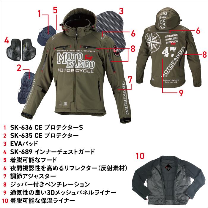 コミネ（Komine） モトファンゴ MJ-005 ソフトシェルウインターパーカ