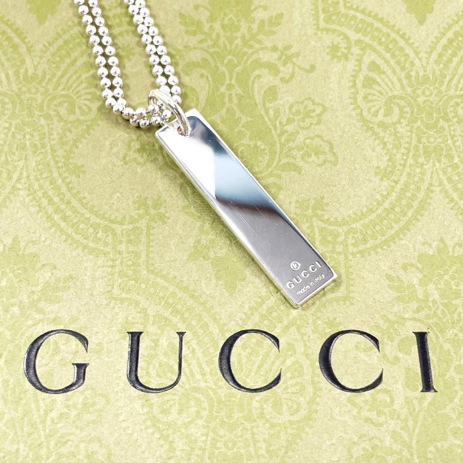 GUCCI（グッチ） ネックレス プレート ダブルボールチェーン シルバー