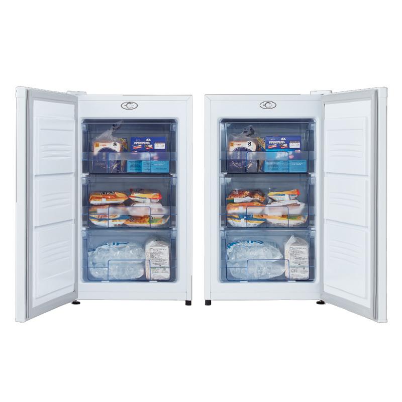 引き出し式冷凍庫 88L 縦型冷凍庫 冷凍庫 3段棚 縦型 製氷皿 熟年時代