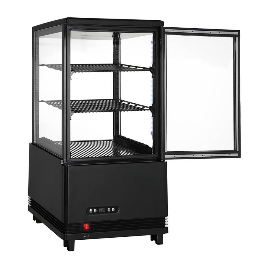 春分セール！】 60L 黒 冷蔵ショーケース 4面ガラスショーケース