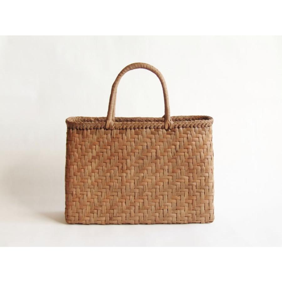 純国産 籠作家尚さん作 山葡萄かごバッグ 網代編み 中 定番型 : おまめ