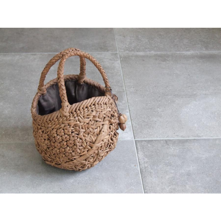 純国産 伊藤加代子作 山葡萄かごバッグ 細乱れ編み 花結び編み