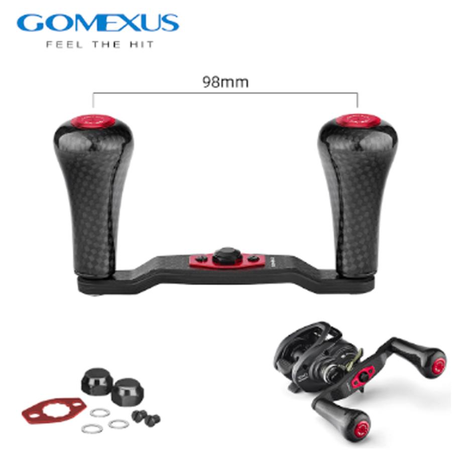 GOMEXUS カーボン製 ベイトリールハンドル 98mm ブラック×レッド