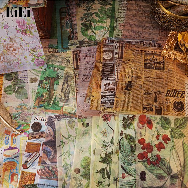 即納 半透明 デザインペーパー 素材紙 コラージュ 素材 ヴィンテージ