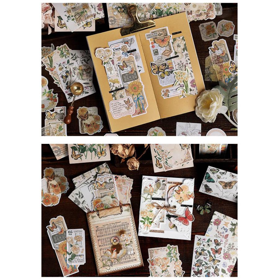 80枚 異素材 コラージュ素材セット 2種類素材 詰め合わせセット 大容量