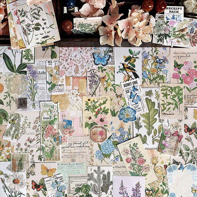 80枚 異素材 コラージュ素材セット 2種類素材 詰め合わせセット 大容量