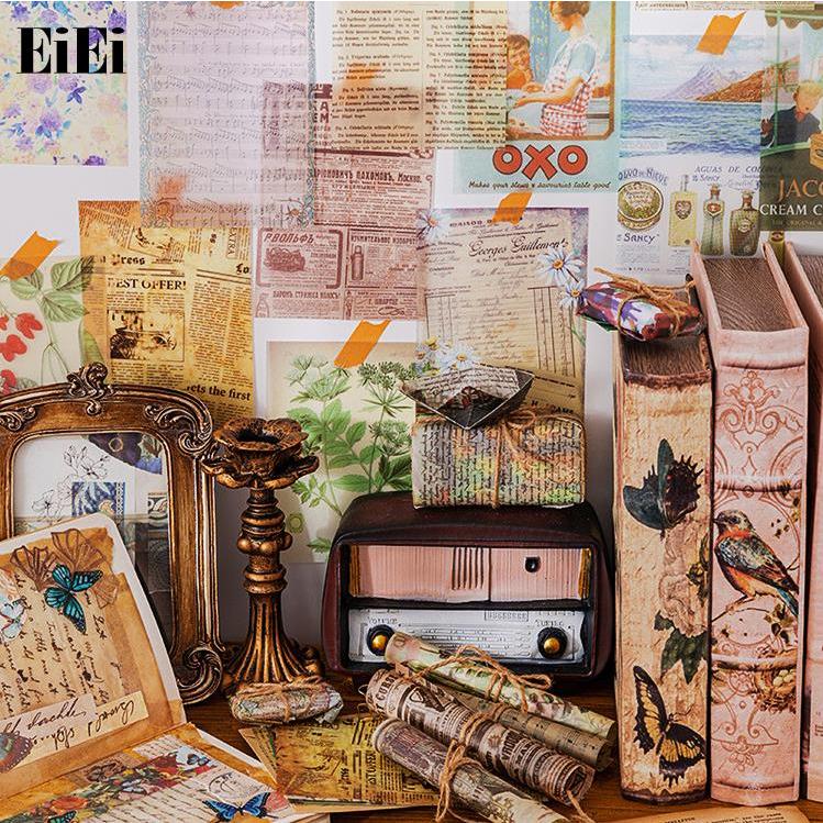 即納 半透明 デザインペーパー 素材紙 コラージュ 素材 ヴィンテージ