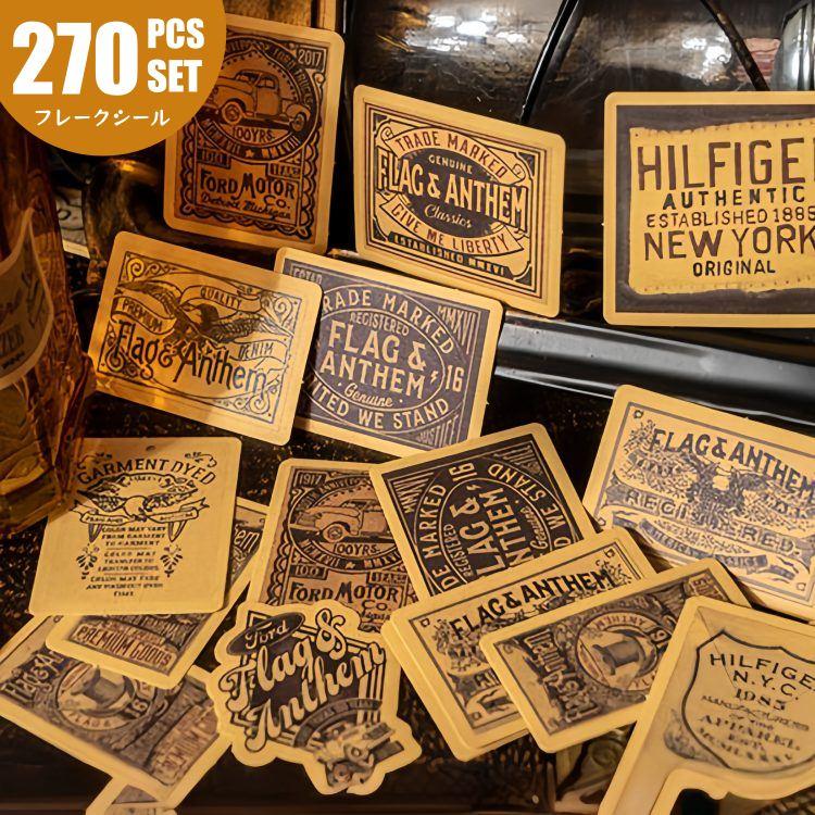 270枚 レトロ フレークシール コラージュシール アメリカン