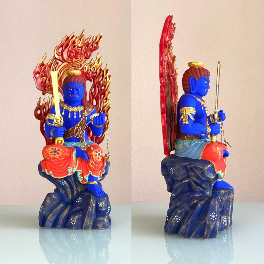 不動明王 仏像 極彩色仕上げ 大サイズ34cm 魔除け 災難除 守護仏 酉年