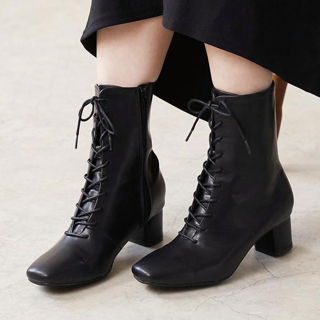 menue（メヌエ） 爆買 レースアップブーツ レディース 編み上げ サイド