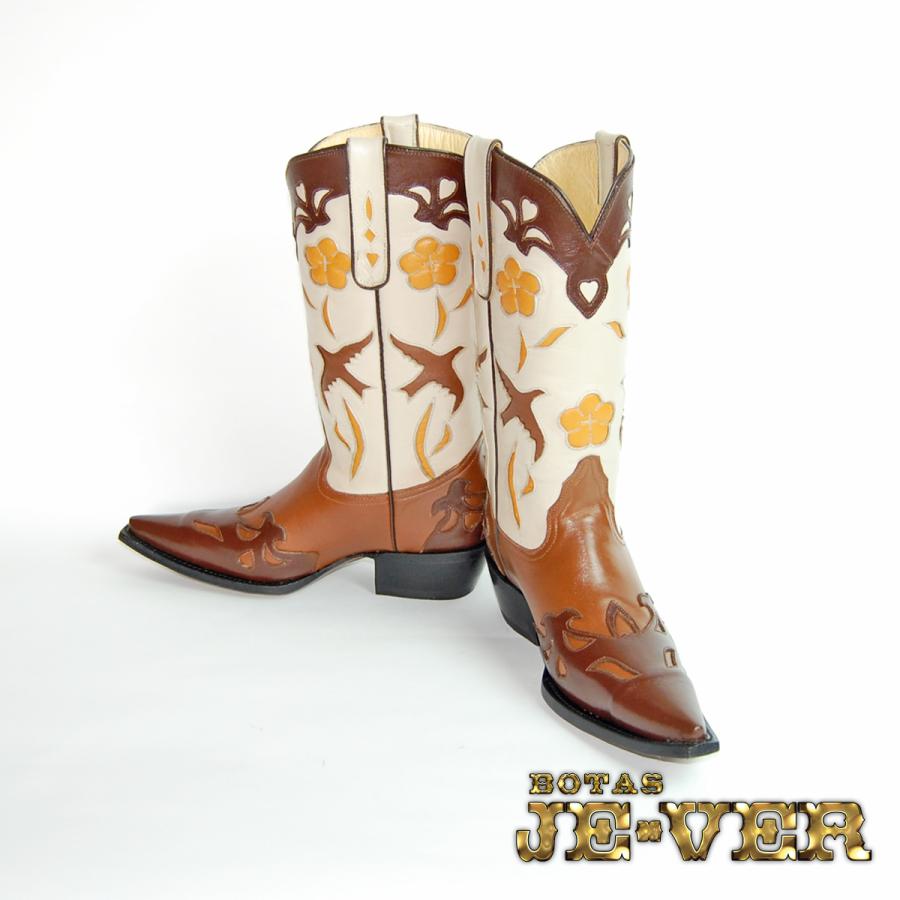 ウエスタンブーツ レディース 23.0 バードインレイ 本革 : オオゼキ靴