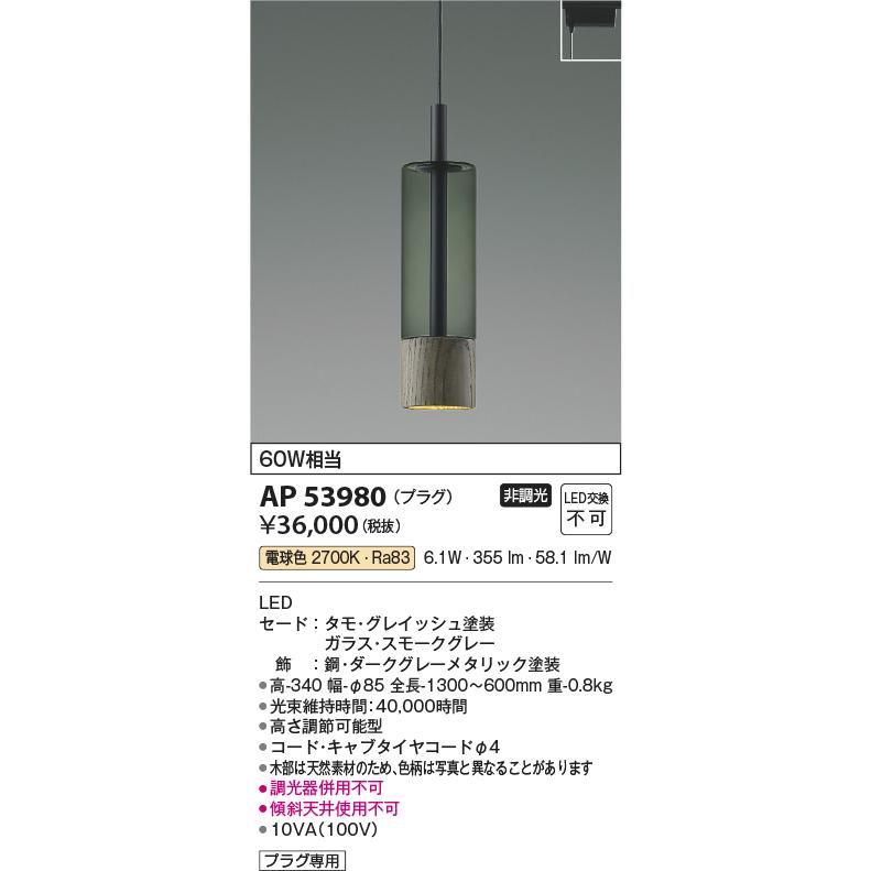 KOIZUMI（コイズミ） AP53980 ペンダントライト LED一体型 非調光 60W