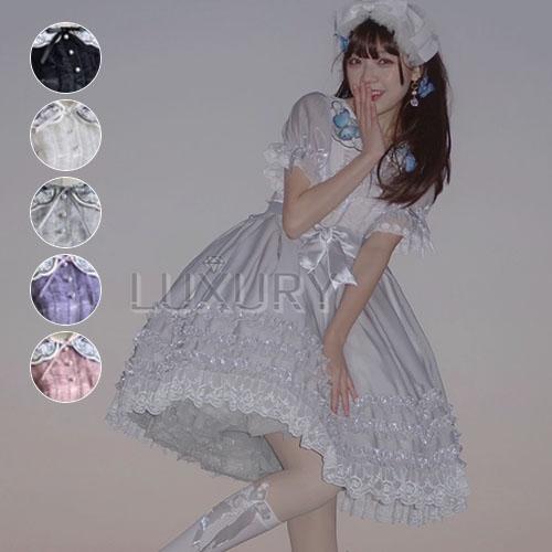 ロリータファッション 甘ロリ ワンピース のみ 5色 膝丈 ひざ丈