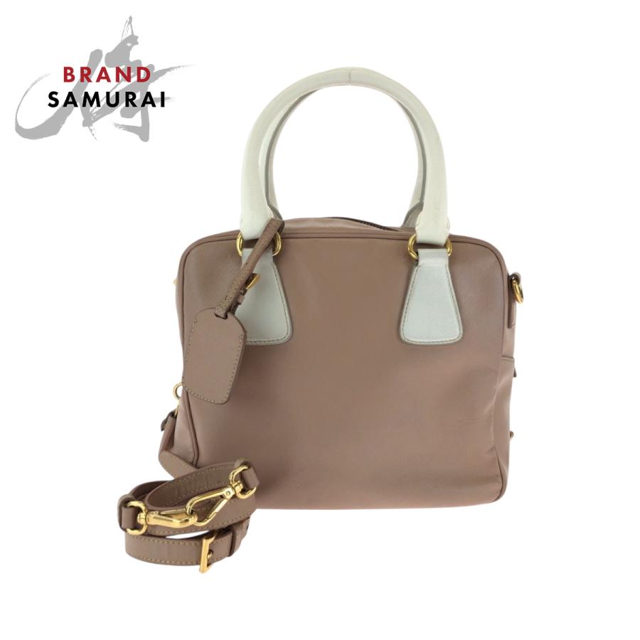 PRADA（プラダ） 美品 サフィアーノ ピンク ホワイト ゴールド金具