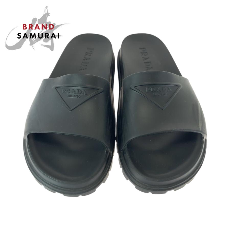 PRADA（プラダ） スライドサンダル ロゴ 25-26cmくらい ブラック