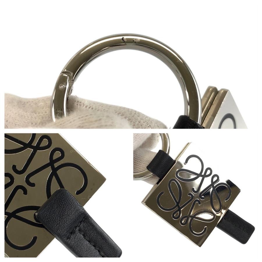 LOEWE（ロエベ） 美品 アナグラム ブラック 黒 シルバー メタル/レザー