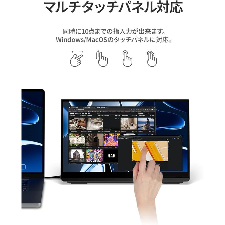 EHOMEWEI モバイルモニター EHOMEWEI LQG-156PW ゲーミングモニター