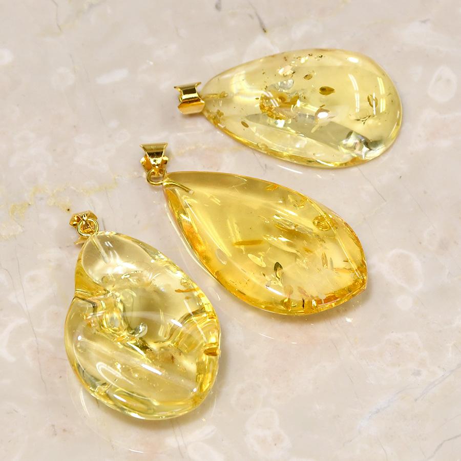 大粒 琥珀 ペンダントトップ 透明感キラキライエロー 爆買 : ルコリエ