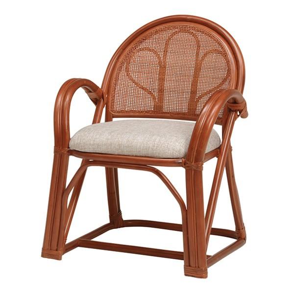 籐 楽々座椅子 2脚セット ミドルタイプ ラタンチェア 座面高41cm （ 座