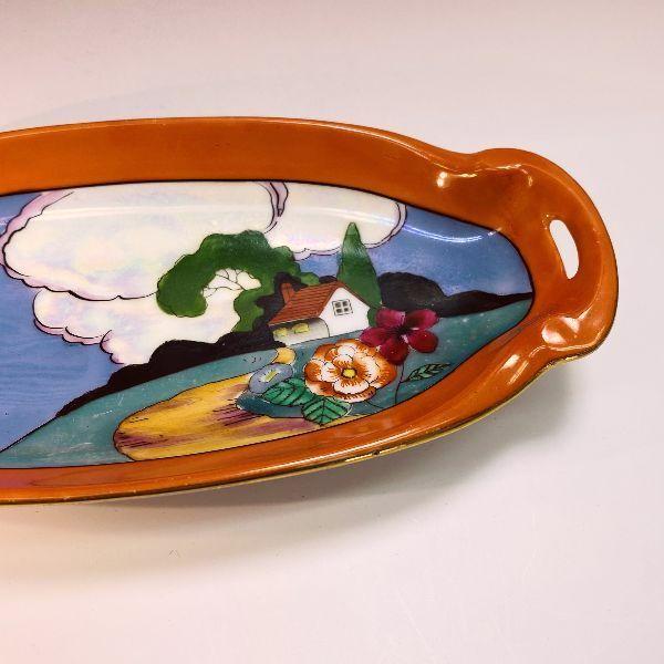 ノリタケ オールドノリタケ ラスター彩 風景紋 長皿 アールデコ