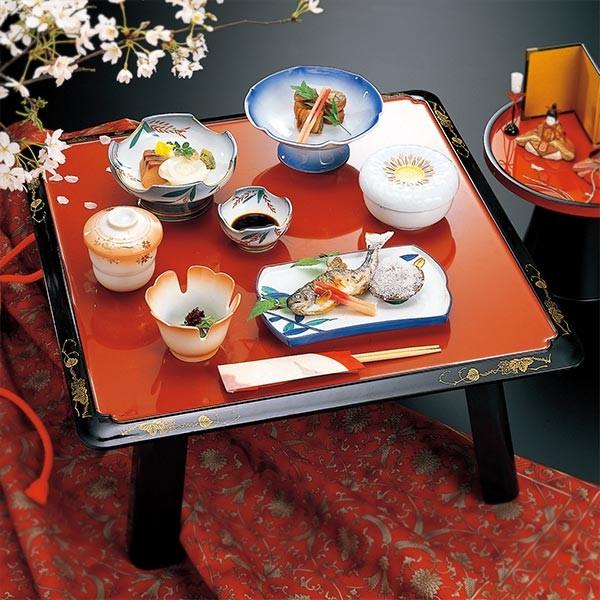 お膳 政宗膳 両面タイプ 足付 朱渕黒 蔦絵 梨地 天黒 業務用 （ 御膳