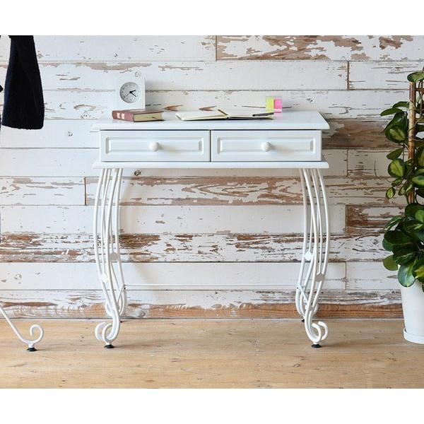 デスク コンソールテーブル 引出し付 ロートアイアン 幅76.5cm （ 机