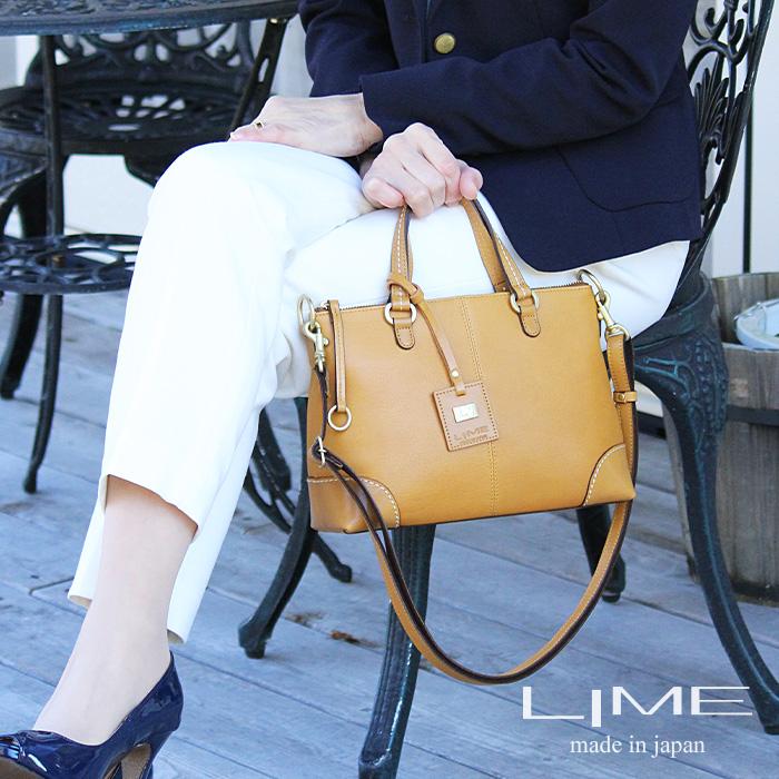 LIME made in japan ショルダーバッグ レディース 本革 2way 斜めがけ