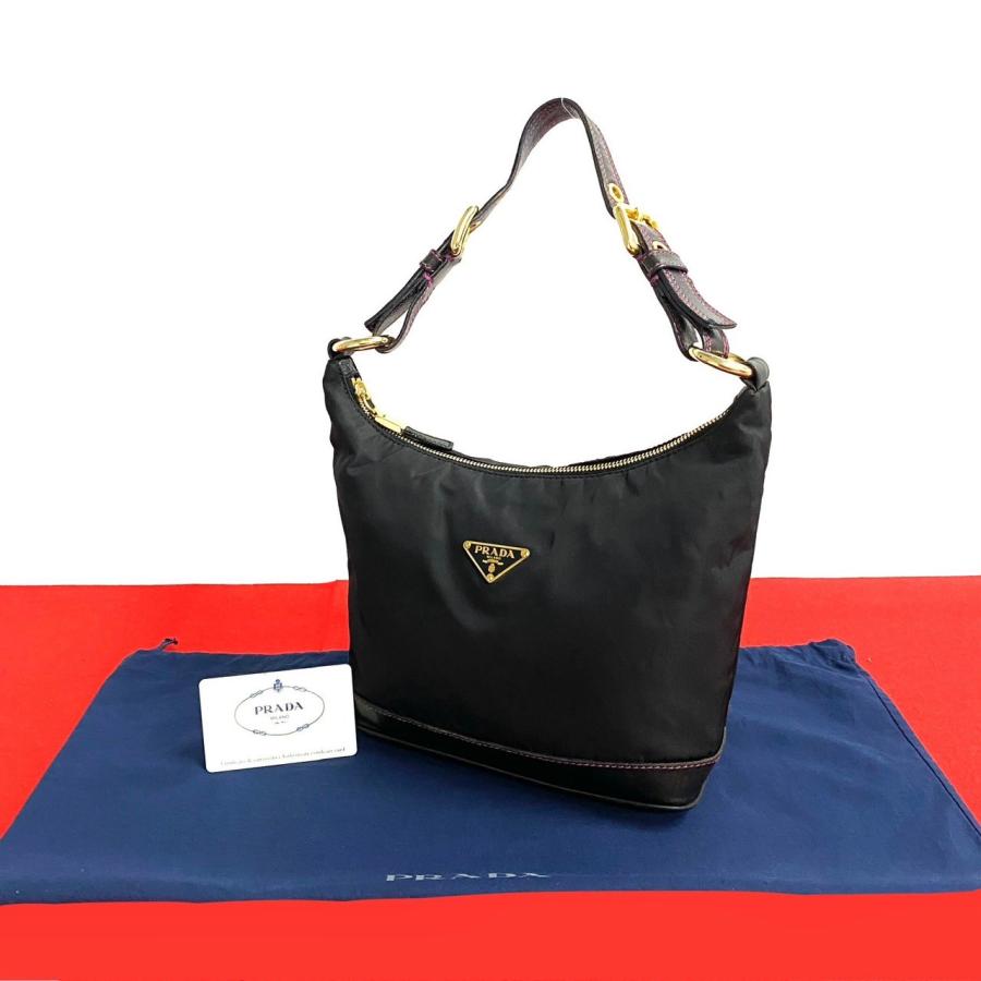 PRADA（プラダ） 極 美品 希少品 三角ロゴ 金具 ナイロン レザー 本革