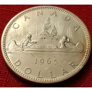 1965 年カナダ 1 ドル銀貨、エリザベス 2 世。 KM# 64.1 : WORLDRE