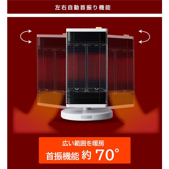 S.Kjapan 電気ストーブ 遠赤外線 ストーブ 人感センサー 首振り角度