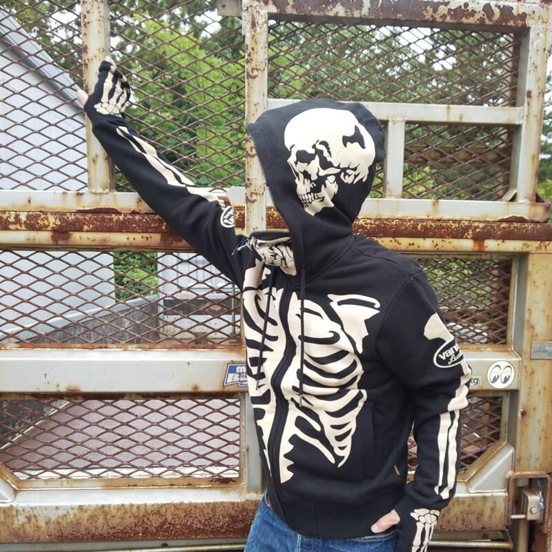 VANSON（バンソン） 裏毛F/Zパーカー メンズ スカル ボーン ドクロ