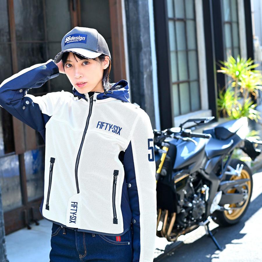 56デザイン メッシュジャケット カラー フーディー メッシュ