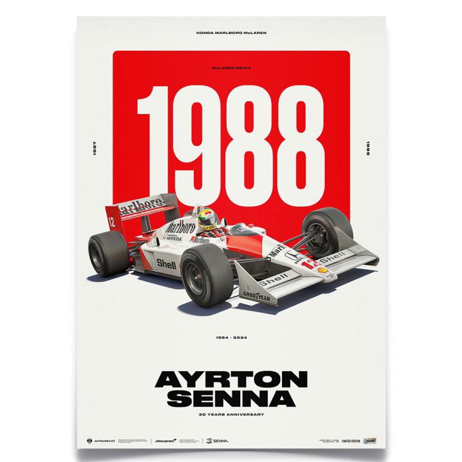 ポスター オートモビリスト アイルトン・セナ マクラーレン MP4/4 30