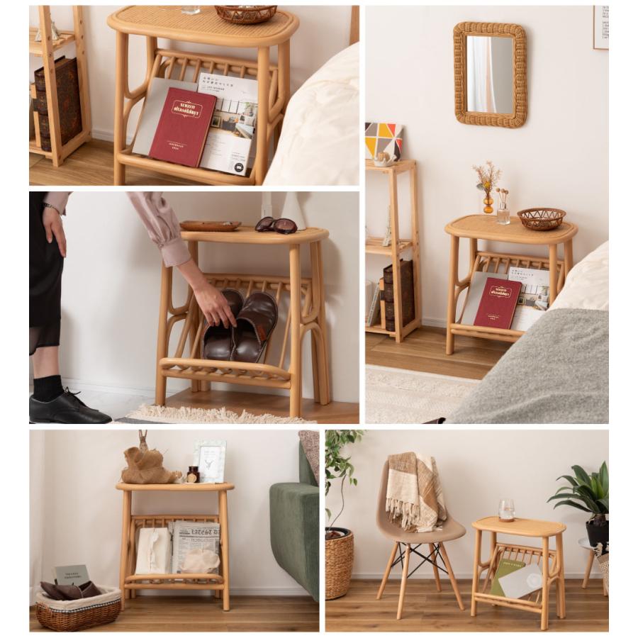 東谷 サイドテーブル マガジンラック 収納 雑誌 新聞置き 棚付き