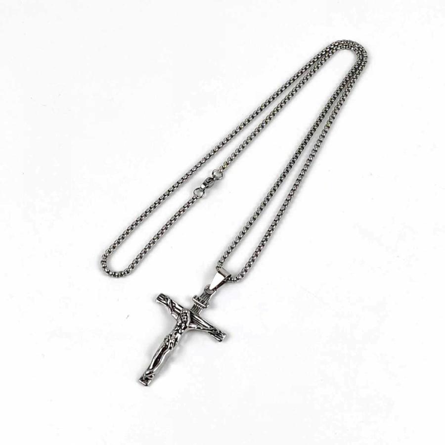 クロス ネックレス ペンダント 十字架 ステンレス シルバー カラー 3.1