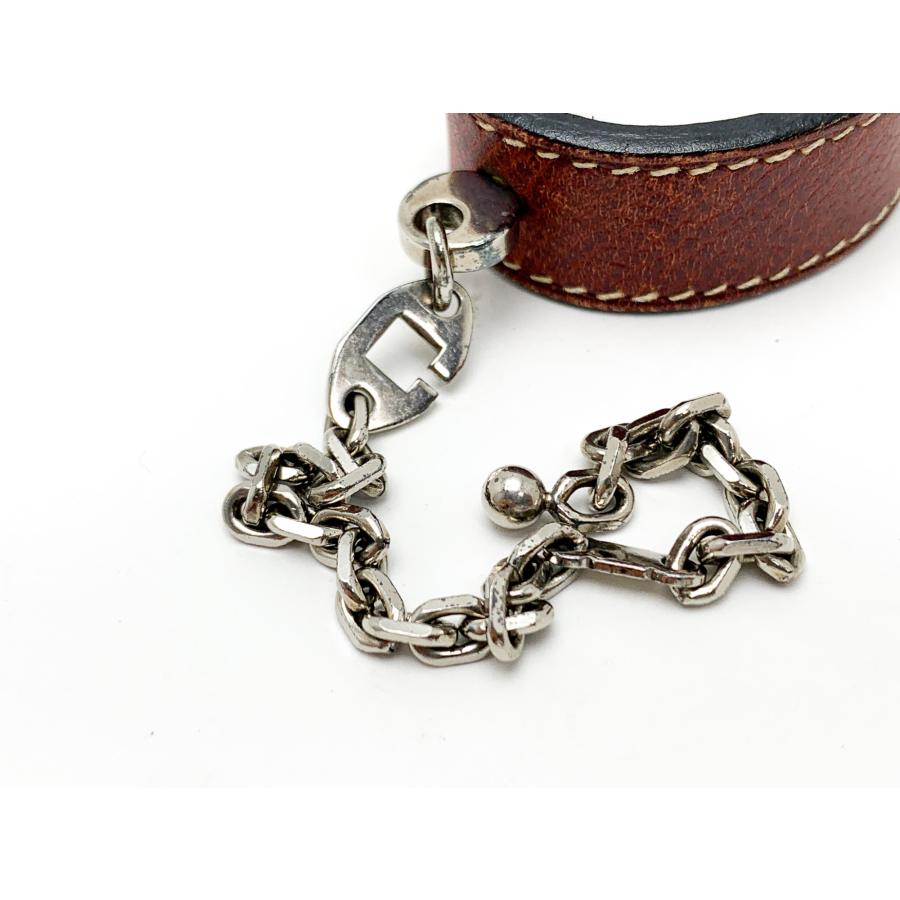 HERMES エルメス シルバー金具 レザー ブラウン系 茶 手袋ホルダー