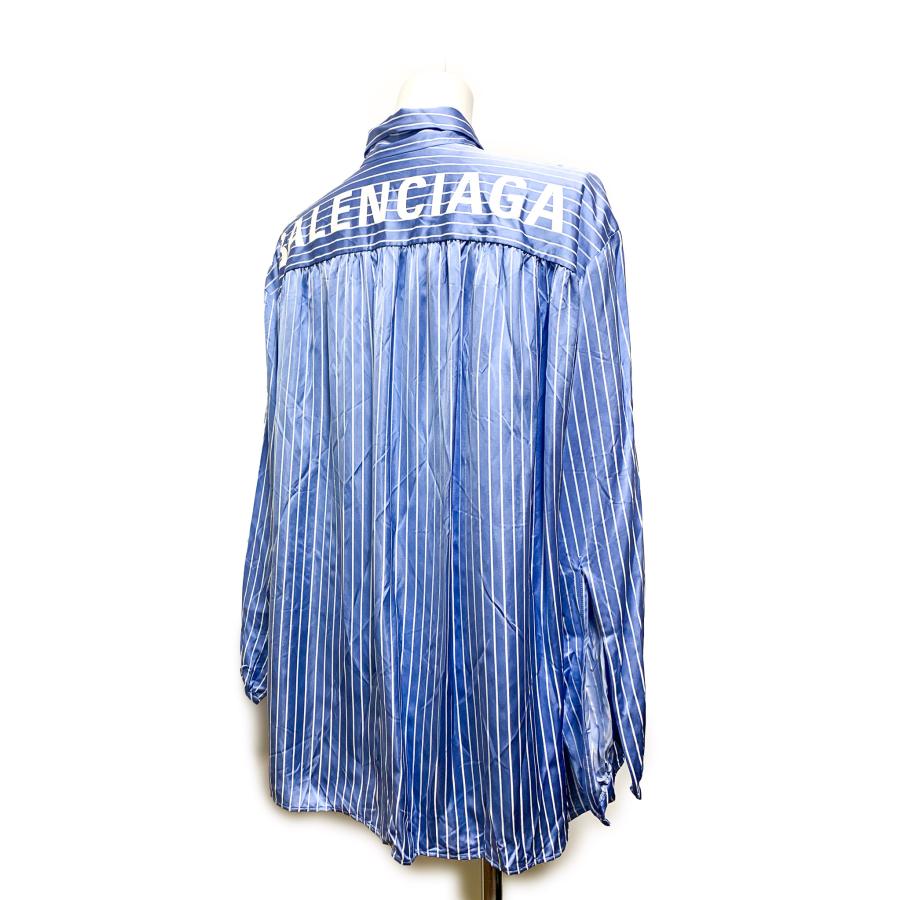 BALENCIAGA バレンシアガ 青 オーバーサイズ ストライプ シャツ